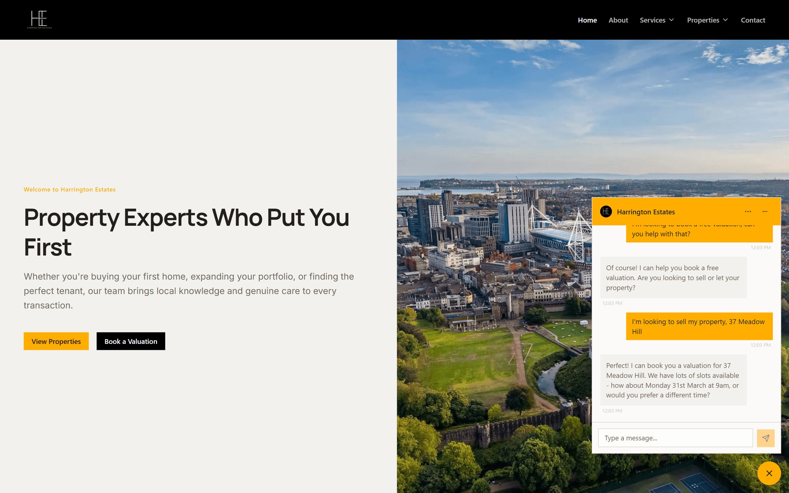 Harrington Estates demo website